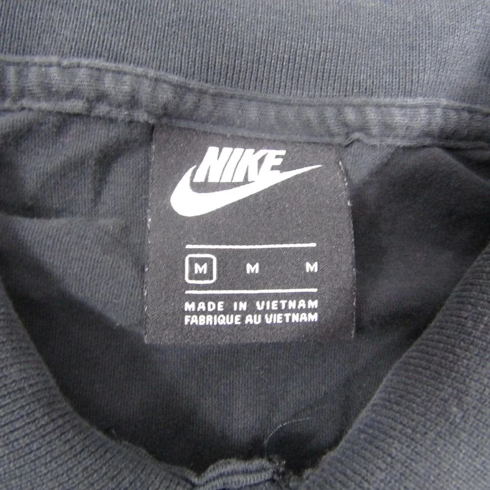 Nike Polo‎ Shirt Mens M Black Solid 100% Cotton Collared Casual Knit Top Logo